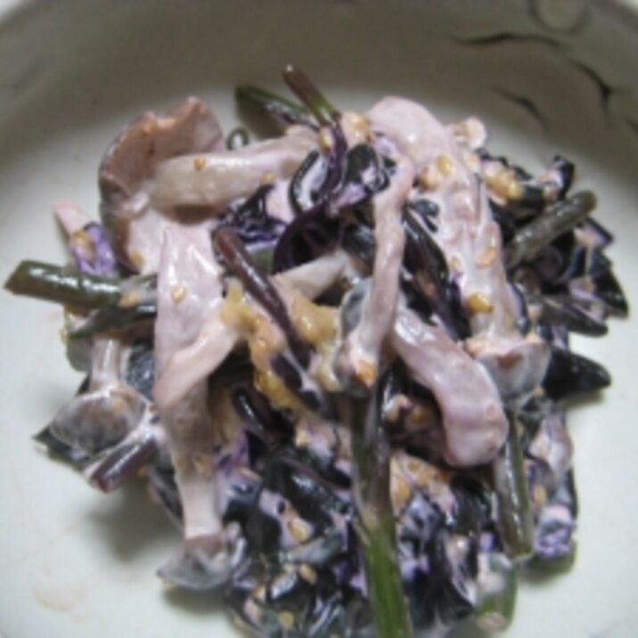 栄養たっぷり 金時草のごま味噌マヨ和え